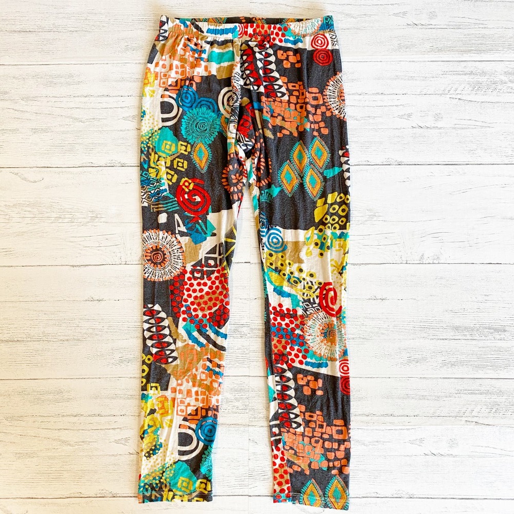 Girls Young At Heart Wild Print Multicolor Leggings Size Medium